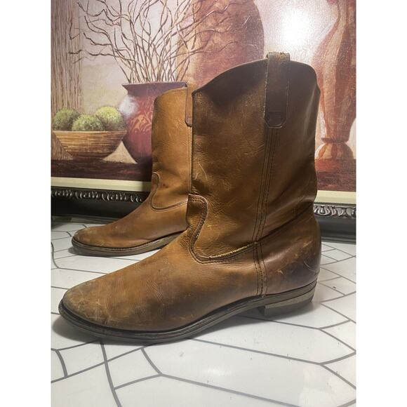 Vintage Red Wing Pecos Boots Brown Leather Made in USA Pull On Mens Size 16 B main image 4